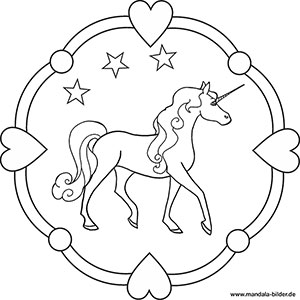Pegasus und Einhorn als kostenlose Mandalas f\u00fcr Kinder