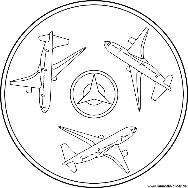Flugzeug - Mandala Ausmalbild von einer Boeing