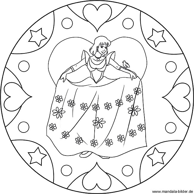 Prinzessin - Mandala Malvorlage für Kinder