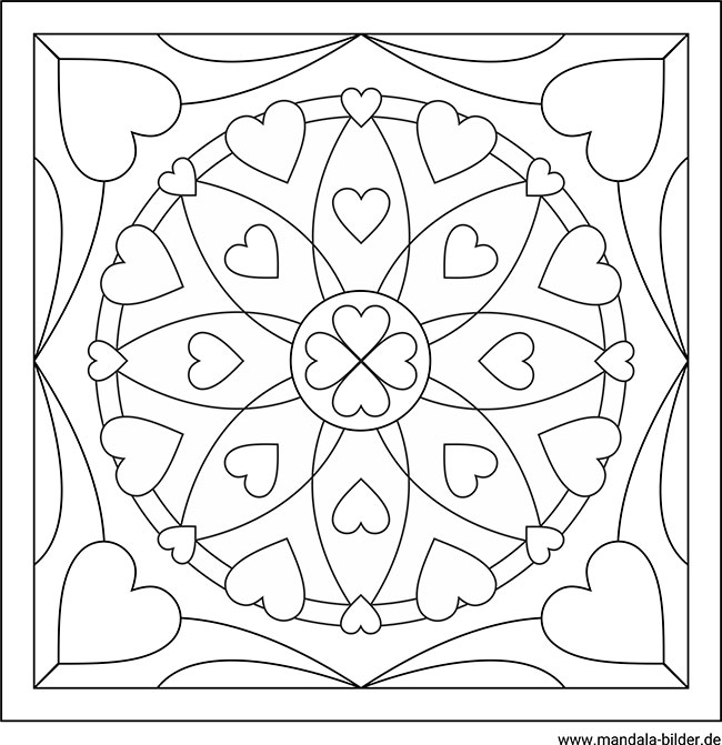 Quadratische Mandalas als Ausmalbilder