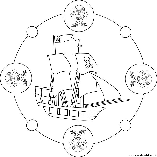 Piratenschiff als Ausmalbild für Kinder