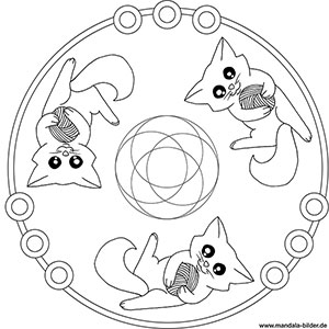 Mandala mit drei Katzen