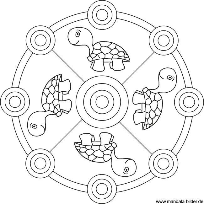 Schildkröten  Mandala Ausmalbild