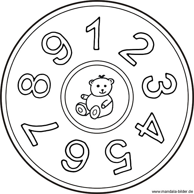 Zahlen Mandala mit den Zahlen eins bis neun - Zahlenbild