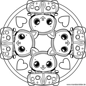 Auto und Katze Mandala-Malvorlage für Mädchen