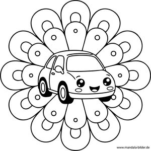 Auto Mandala-Malvorlage für Kinder