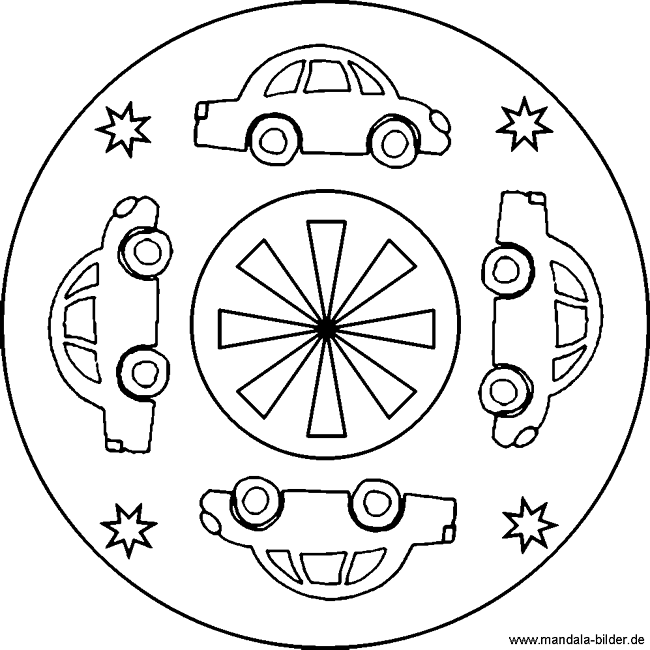 Auto Mandala Malvorlage für Kinder