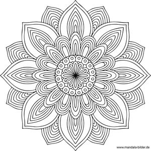 Aufwendiges Mandala-Ausmalbild Blume für Erwachsene