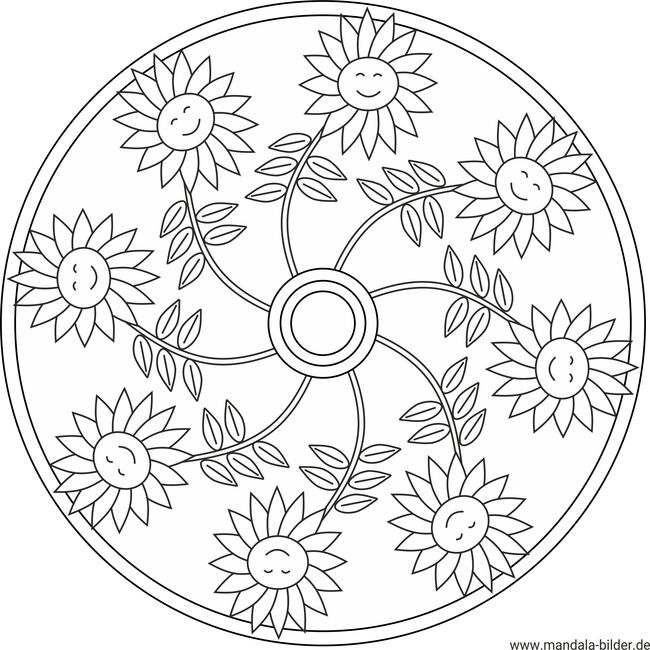Mandala Blumen für Kinder kostenlos ausmale