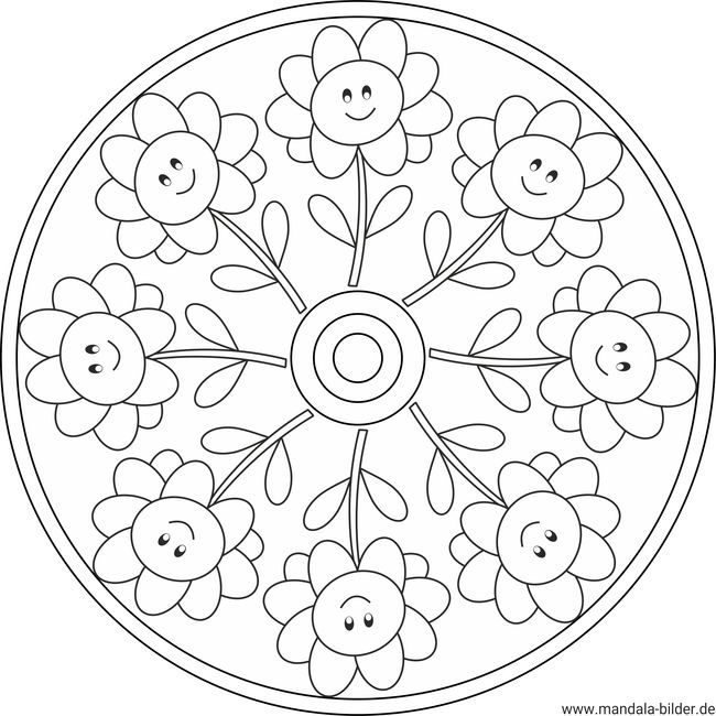 Mandala Blumen mit einem Gesicht