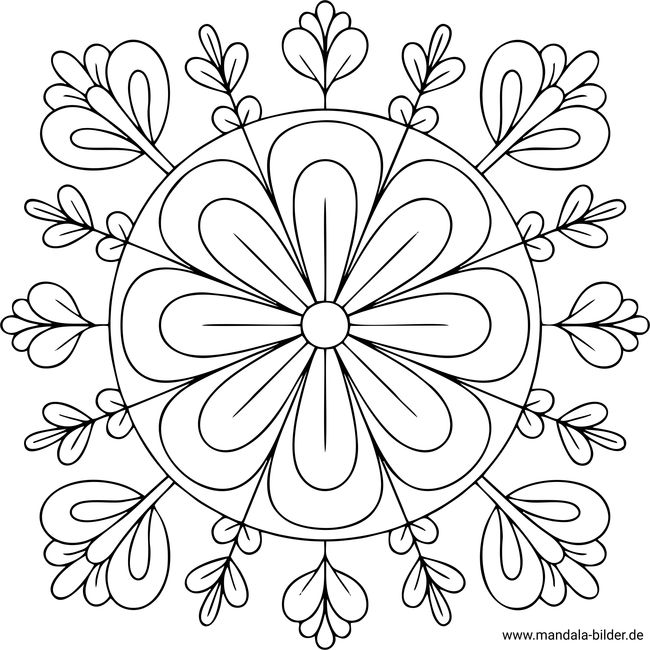 Mandala mit zarten Blumen zum Ausmalen