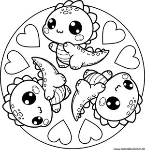 Dino Baby Mandala Malvorlage für Kinder