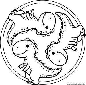 Dino Mandala-Ausmalbild einfach