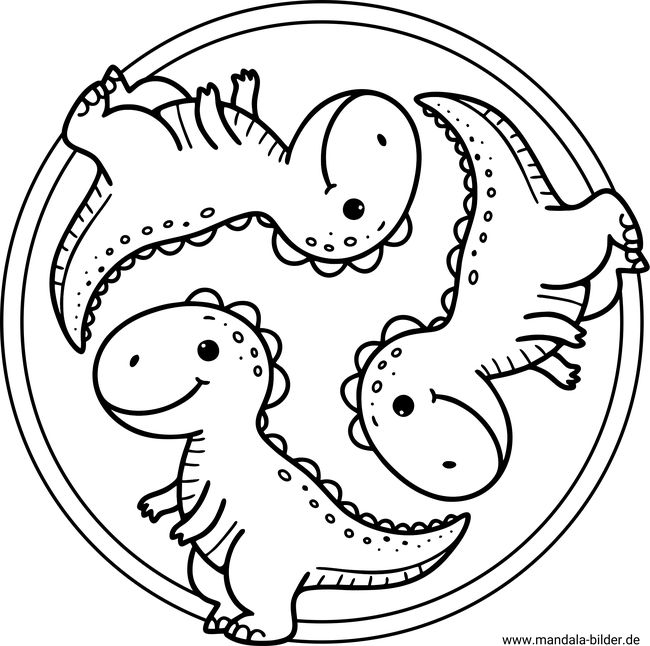Dino Mandala-Ausmalbild