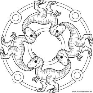 Dinosaurier Mandala-Ausmalbild ausdrucken und ausmalen