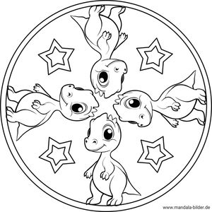 kleiner Dino Mandala Malvorlage ausdrucken