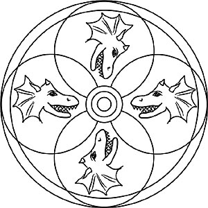 Mandala Ausmalbild - Drachenkopf