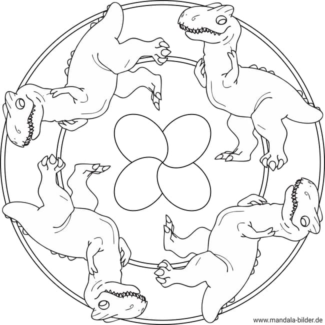 Mandala Dinosaurier zum Ausdrucken