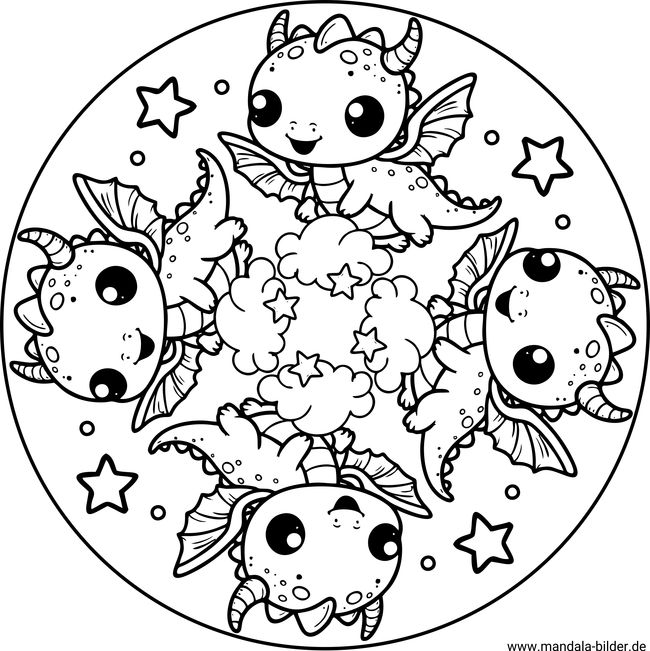 Baby Drache Mandala Ausmalbild