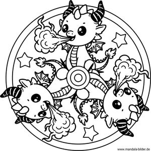 Drache Feuer Mandala-Ausmalbild