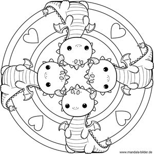 Drache mandala Ausmalbild drucken und malen
