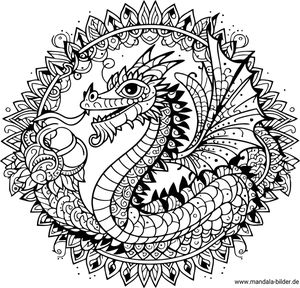Drache Mandala Ausmalbild für Erwachsene ausdrucken und ausmalen