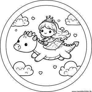 Drache mit Prinzessin Ausmalbild ausdrucken kostenlos