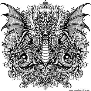 Drachen Mandala für Erwachsene drucken kostenlos