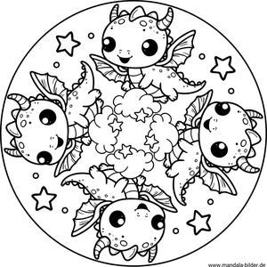 Drachenbaby Mandala Ausmalbild