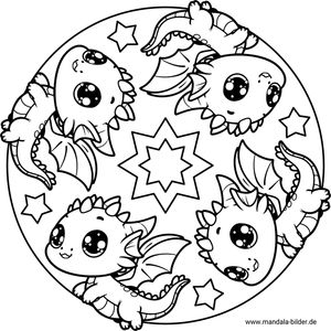 Vier Drachen Mandala Kinder
