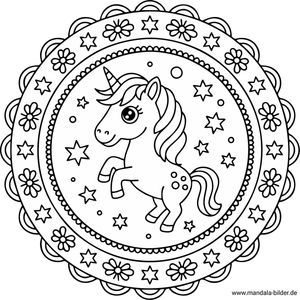 Baby-Einhorn Mandala-Ausmalbild