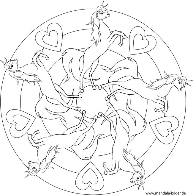 Einhorn Mandala Ausmalbild ausmalen