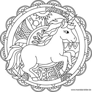 Einhorn Mandala-Ausmalbild mit Muster