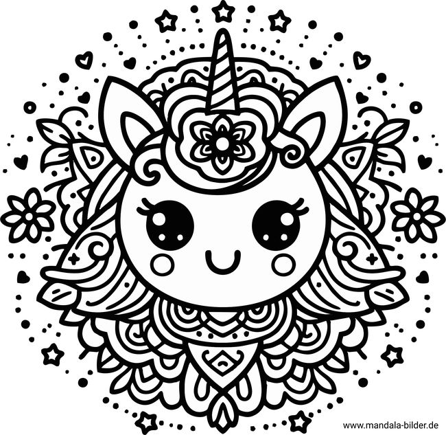 Kawaii Einhorn Mandala