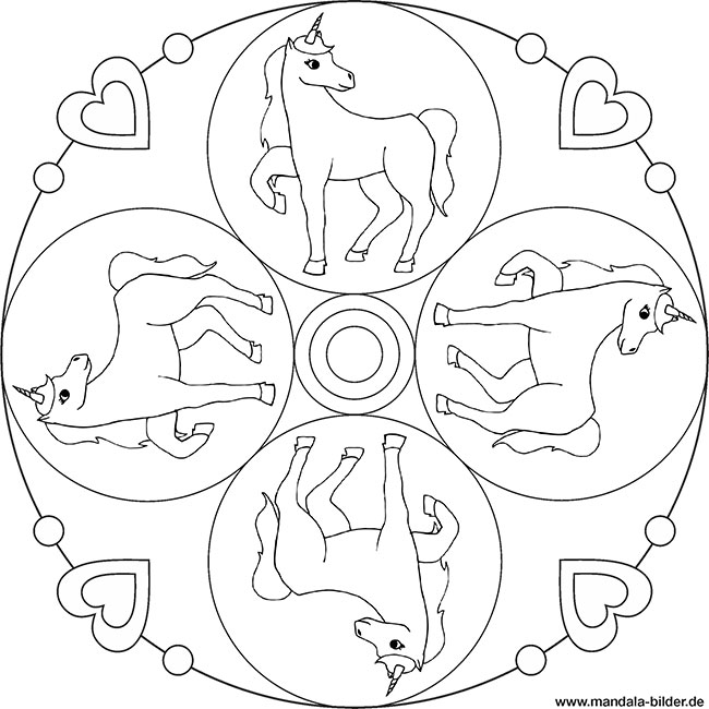 Mandala Einhorn - Schönes Ausmalbild für Kinder