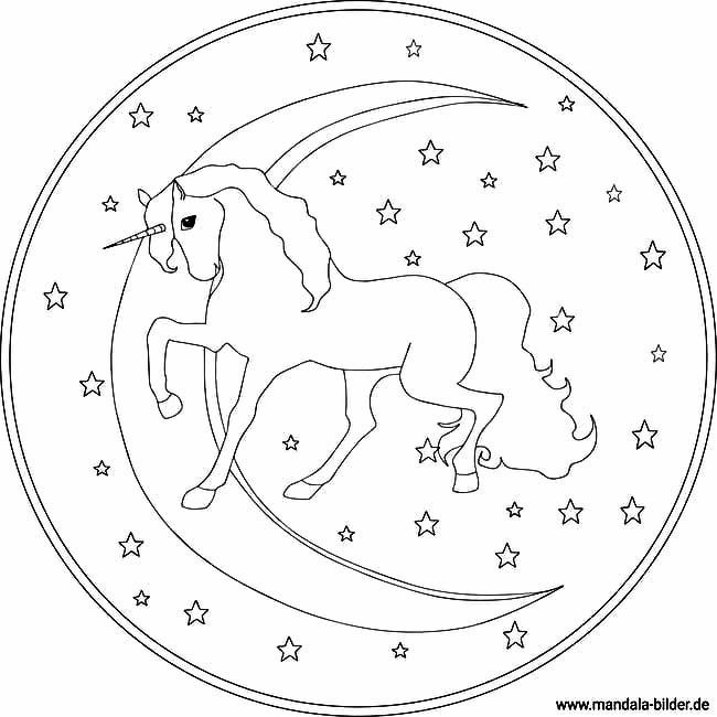 Mandala Einhorn Mond und Sterne