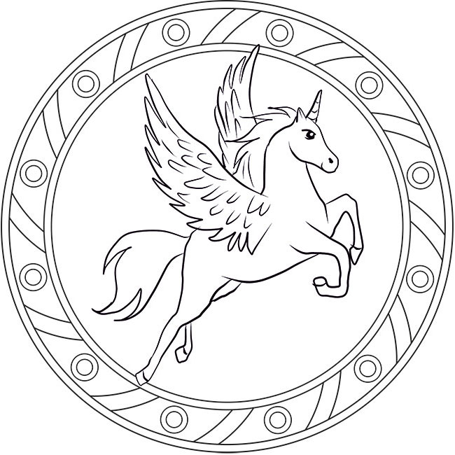 Mandala Pegasus Ausmalbild