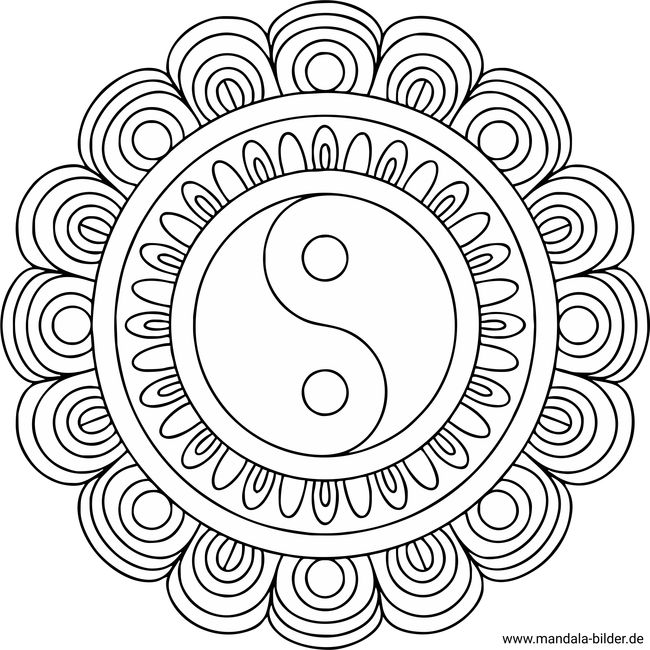 Mandala Malvorlage Yin und Yang