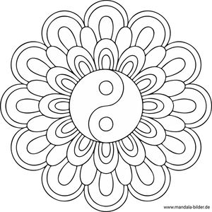Yin Yang Mandala Ausmalbild für Erwachsene