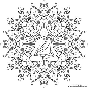 Yoga Mönch Mandala Malvorlage ausdrucken