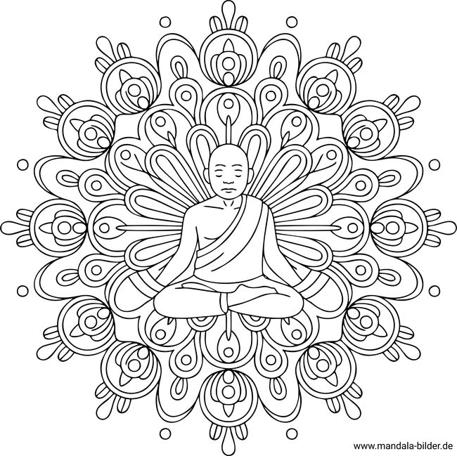 Yoga Mönch Mandala-Malvorlage
