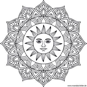 Mandala mit Sonne im Zentrum für Erwachsene