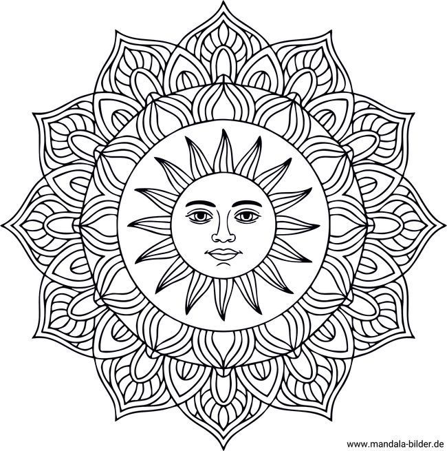 Mandala mit Sonne im Zentrum