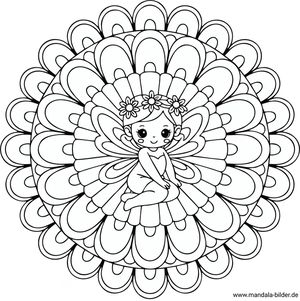 Fee Mandala Ausmalbild für Mädchen