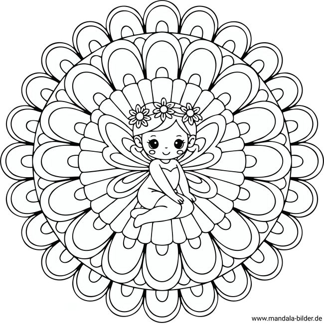 Fee Mandala Ausmalbild kostenlos