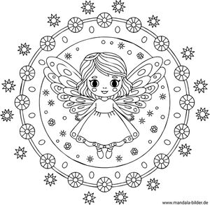 Mandala Ausmalbild Fee drucken und malen