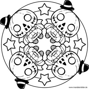 Halloween Mandala Ausmalbild kleines Monster
