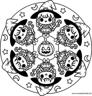 Hexen Ausmalbild zu Halloween zum Ausdrucken