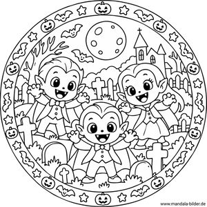 Kleine Vampire Mandala für Kinder