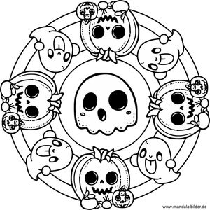 Mandala Halloween Kürbis Gespenst Ausmalbild kostenlos